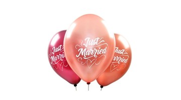 Bild von Latexballone Bouquet Just Married Metallic, 3 Stück