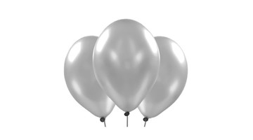 Bild von Latexballone rund  33cm gefüllt mit Helium, silber metallic